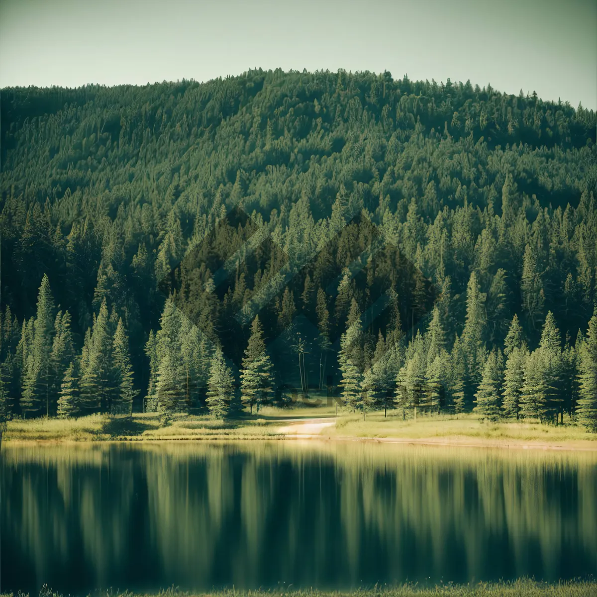 Picture of Autumn Reflection in Countryside Lake Landscape