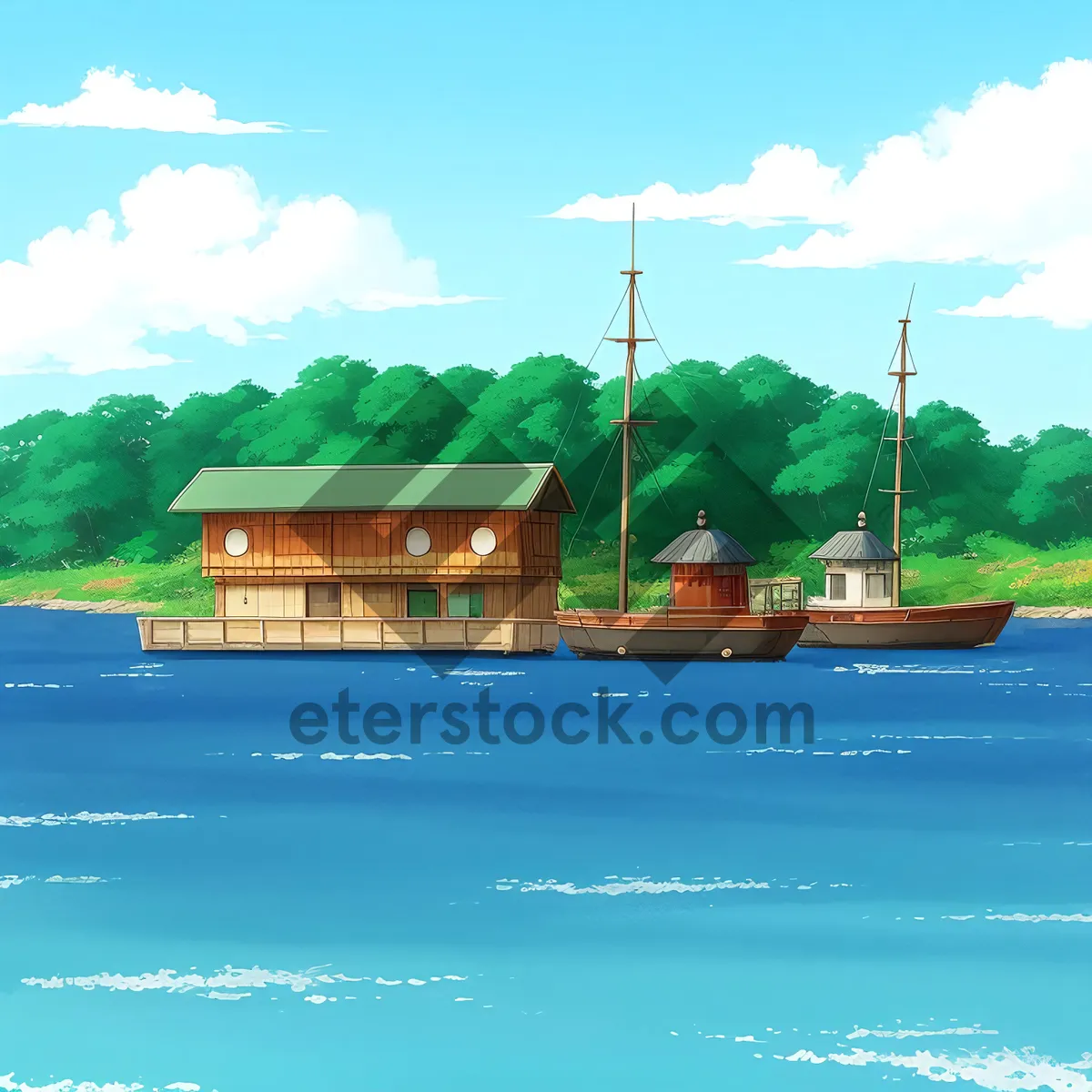 Picture of Lakeside Retreat: Serene Waterside Architecture at Sunset