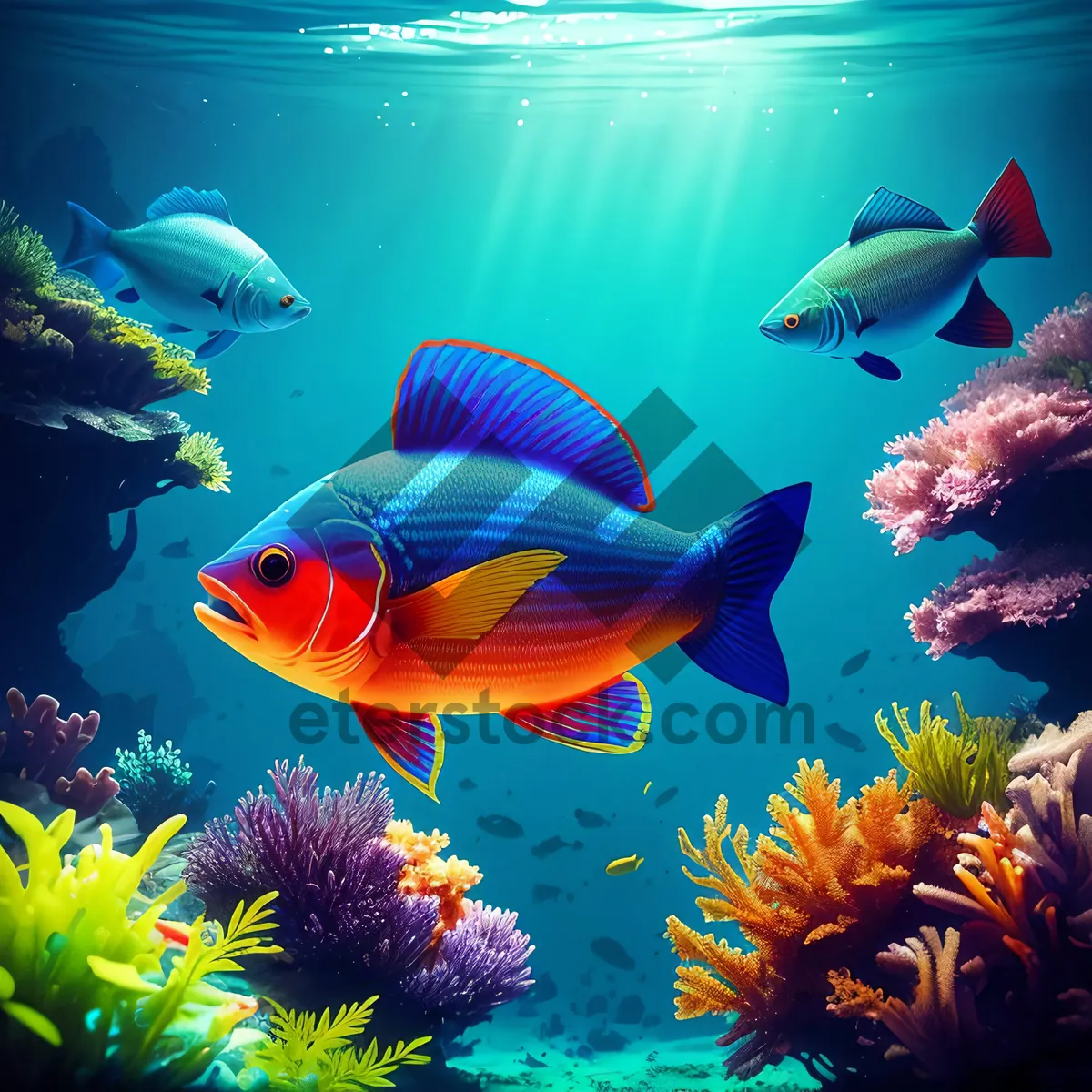 Picture of Tropical Coral Reef: Colorful Underwater Aquarium Wonderland.