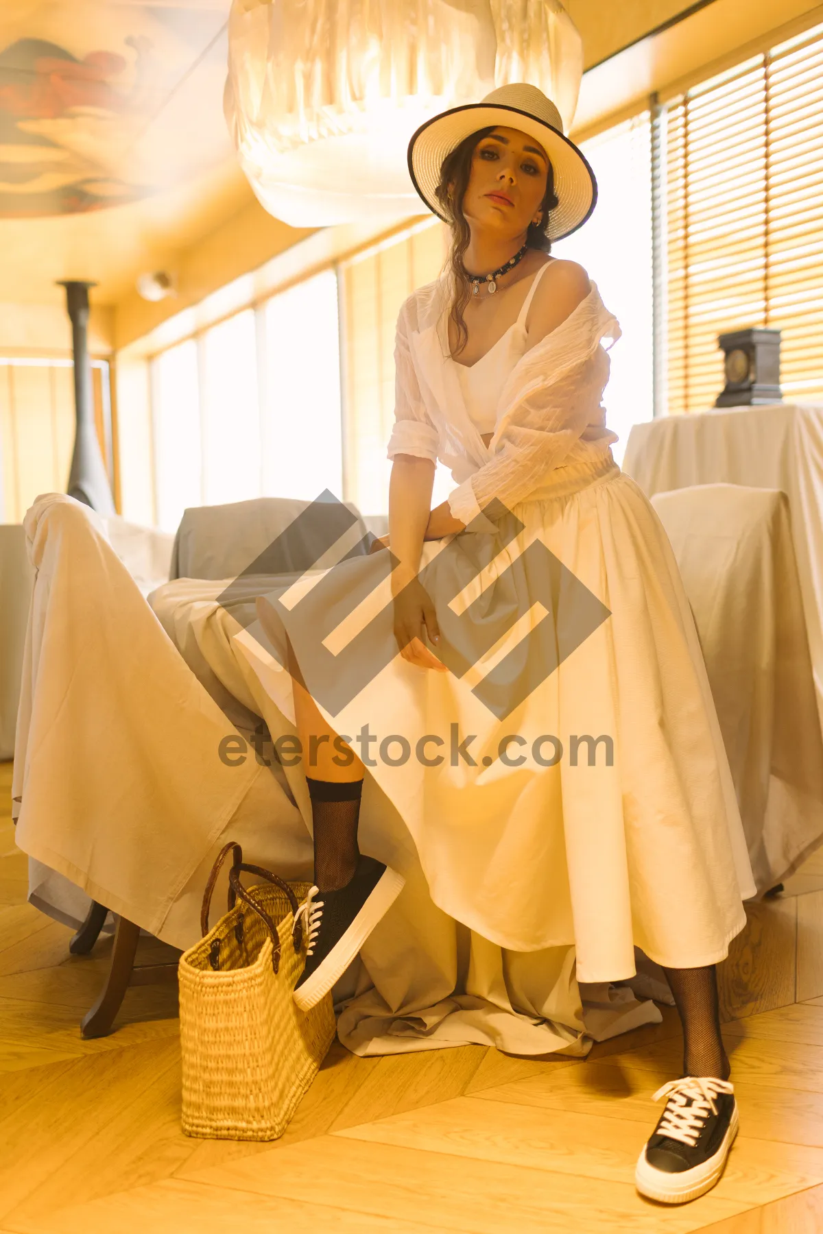 Picture of Beautiful Bride Smiling Happily in Bridal Gown