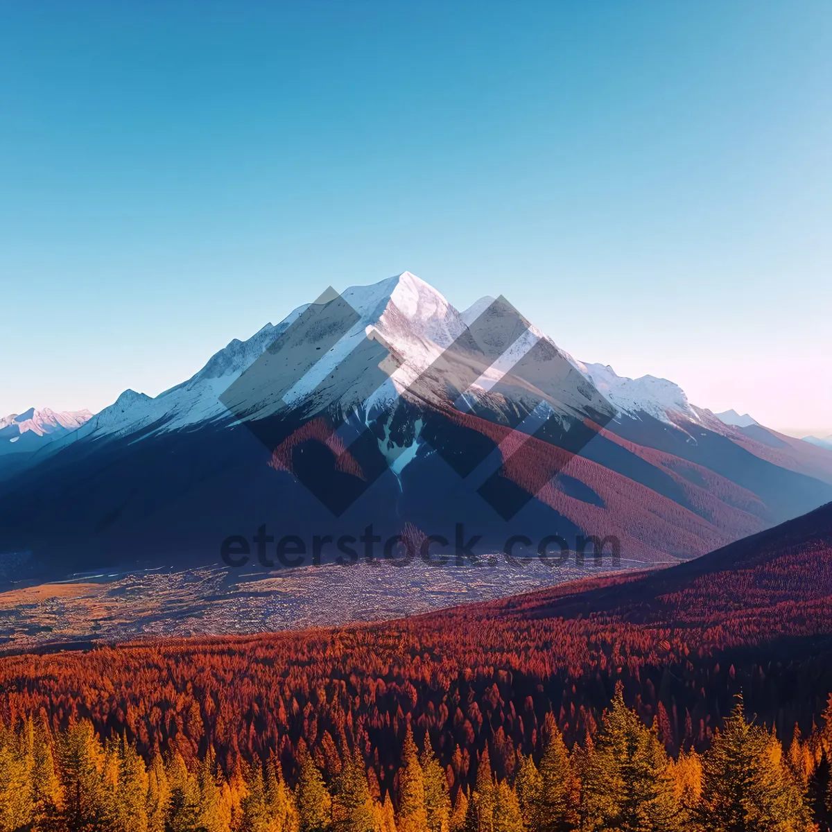 Picture of Volcanic Peak Piercing Majestic Snow-Capped Mountain Landscape