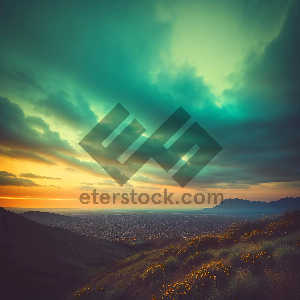 Picture of Majestic Sunset Over Mountain Landscape