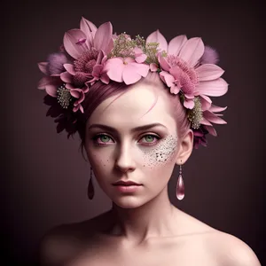 Pretty Princess Posing with Elegant Hair and Flower