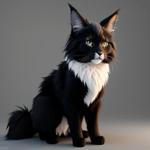 Adorable Gray Domestic Kitten with Fluffy Fur