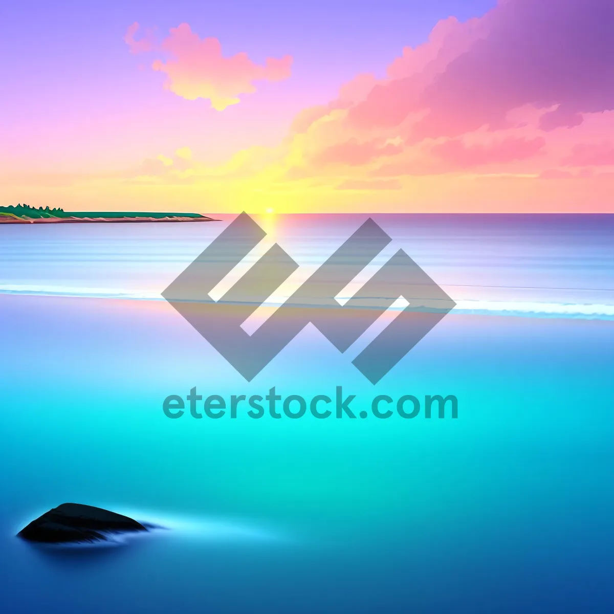 Picture of Coastal Sunset Reflection on Calm Waters
