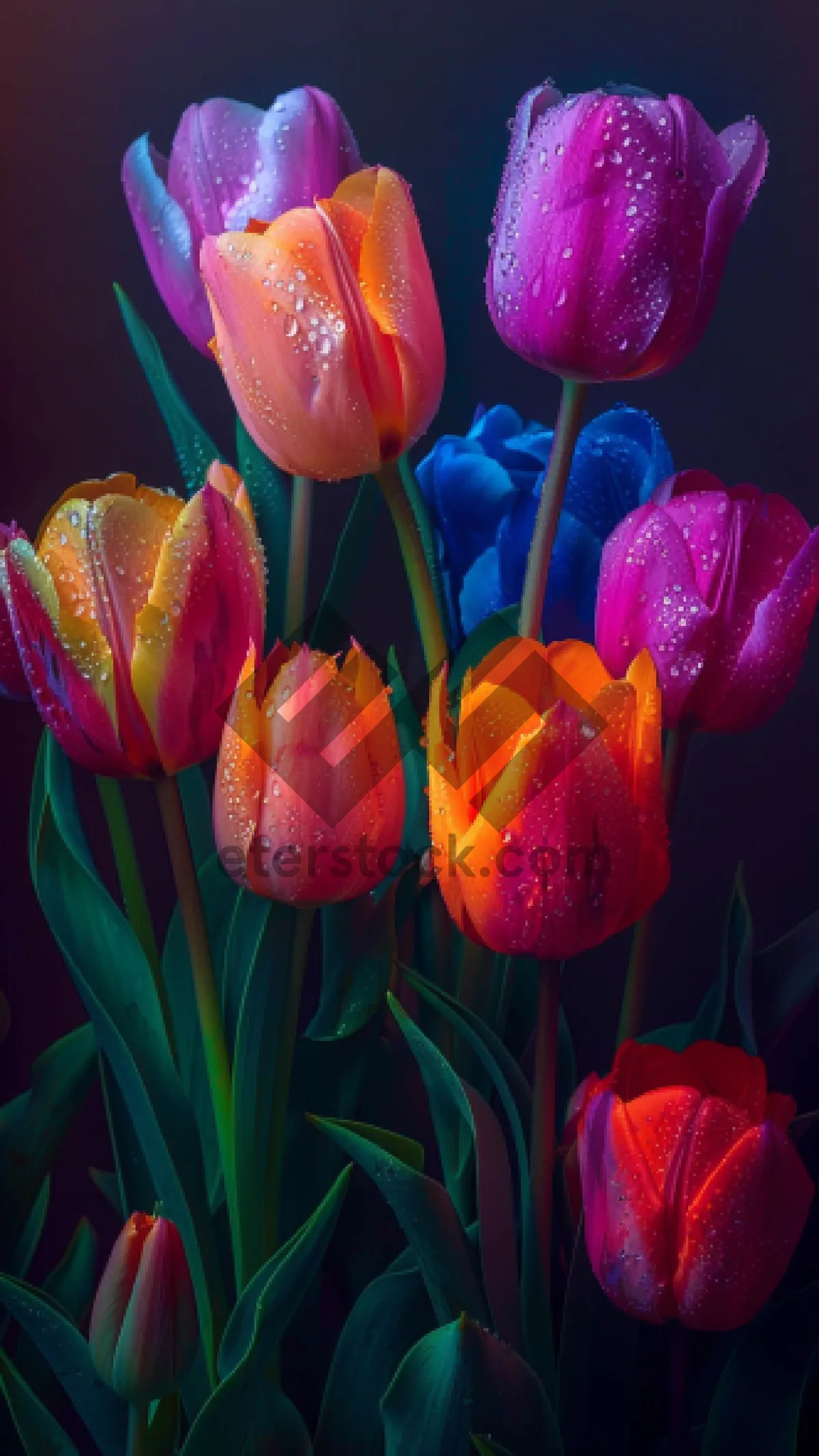 Picture of Colorful Tulip Bouquet in Vibrant Spring Park Display