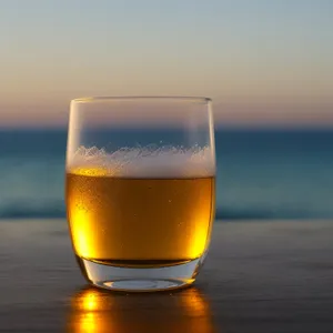 Foamy Golden Lager in Glass for Refreshing Party