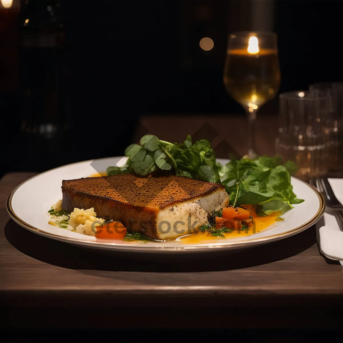 Picture of Delicious gourmet salad with fresh vegetables and meat