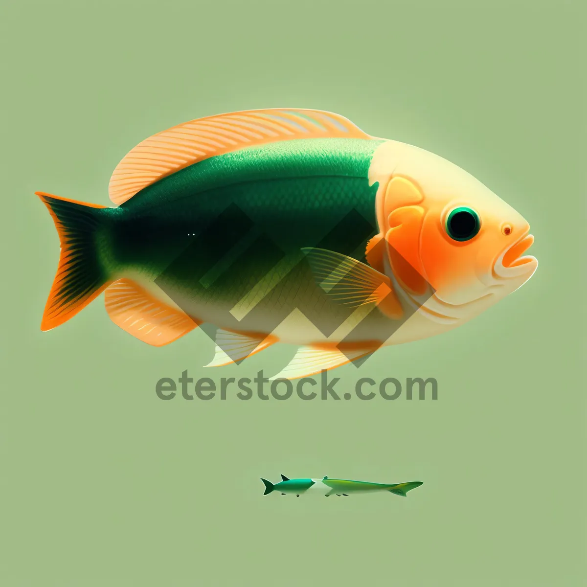 Picture of Gilded Fin - Tropical Goldfish Swimming in Aquarium