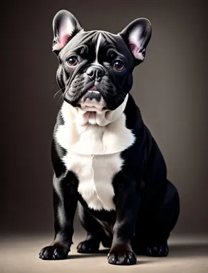 Playful Paws: Adorable Bulldog Puppy with Wrinkled Muzzle.