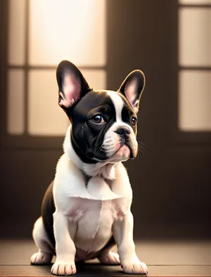 Adorable Bulldog Terrier Puppy in Studio Portrait