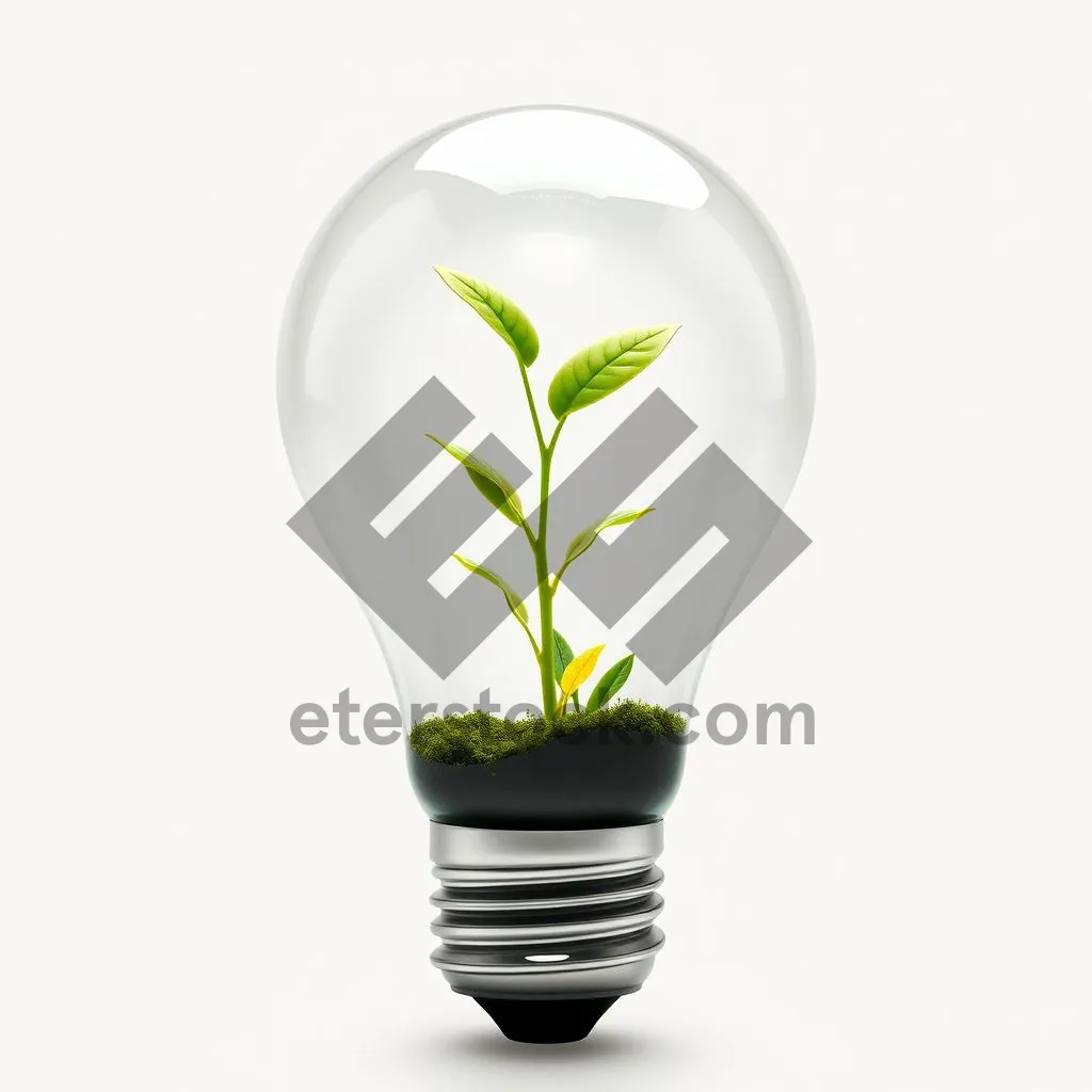 Picture of Glowing plant energy in glass bulb terrarium.