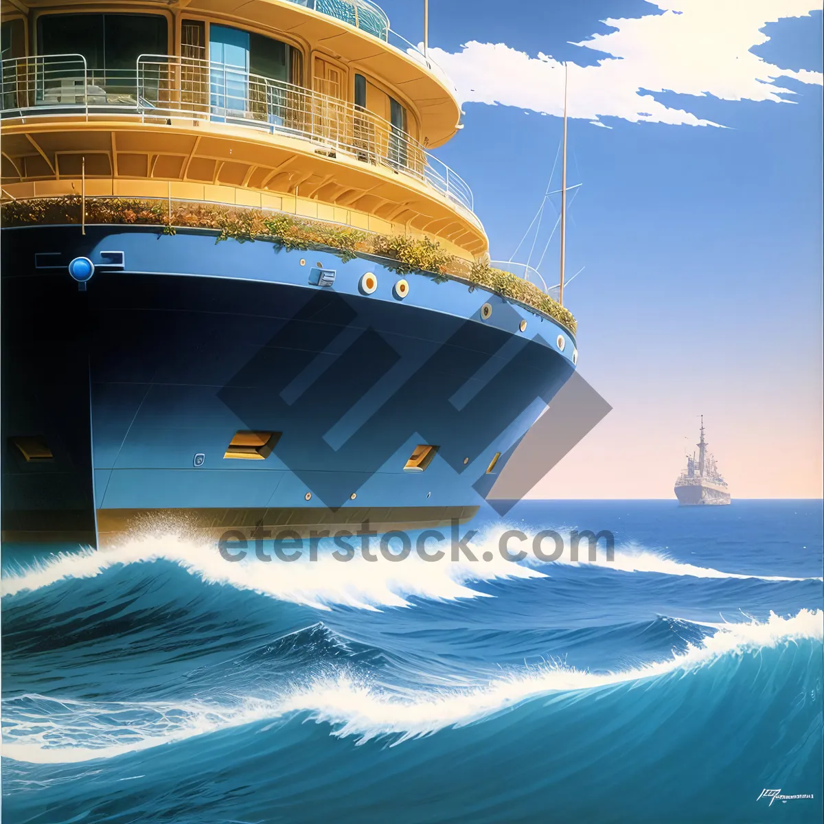 Picture of Seaside Voyage: A Liner Cruising on the Open Ocean