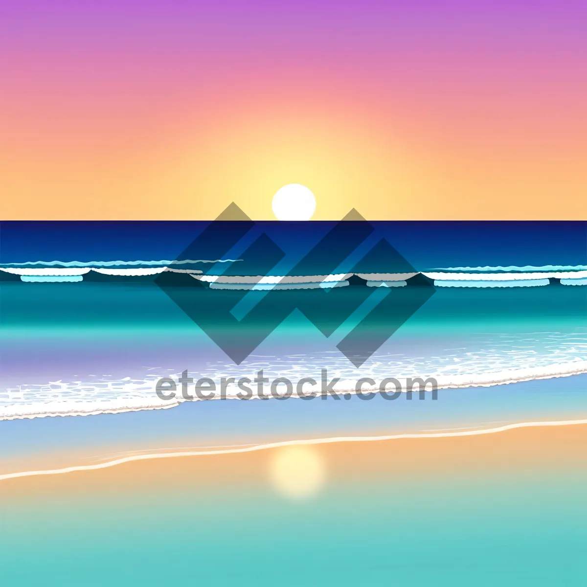 Picture of Sunset Seascape Reflections on Turquoise Waters