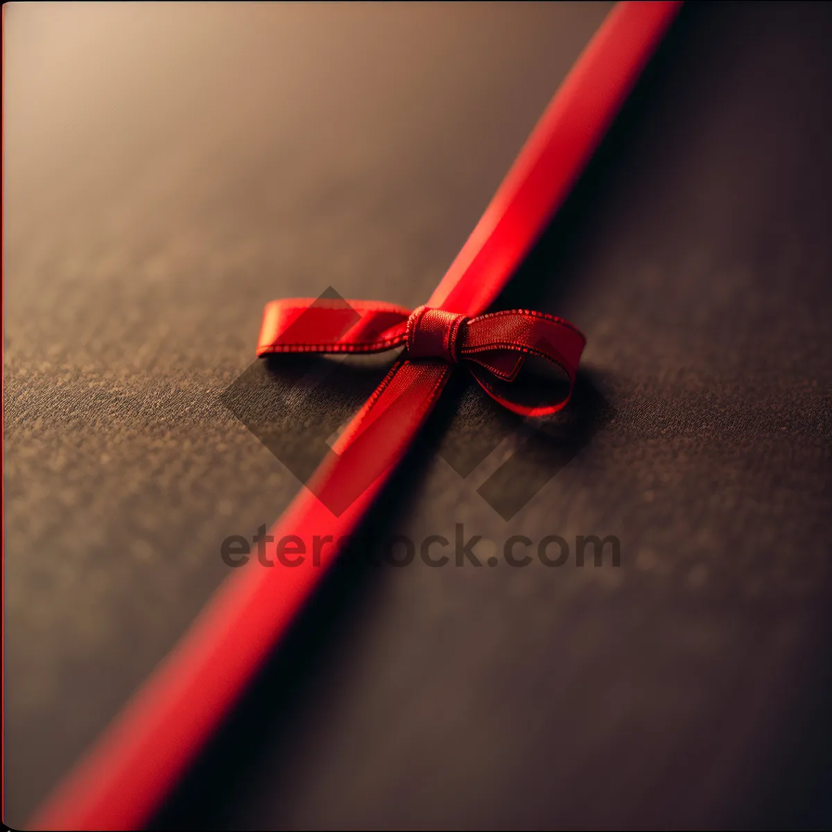 Picture of Decorative Ribbon Bow Fastened on Gift Box
