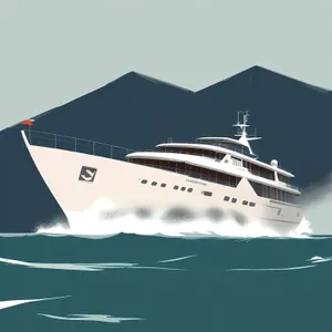 Ocean liner cruise ship on open sea vacay.