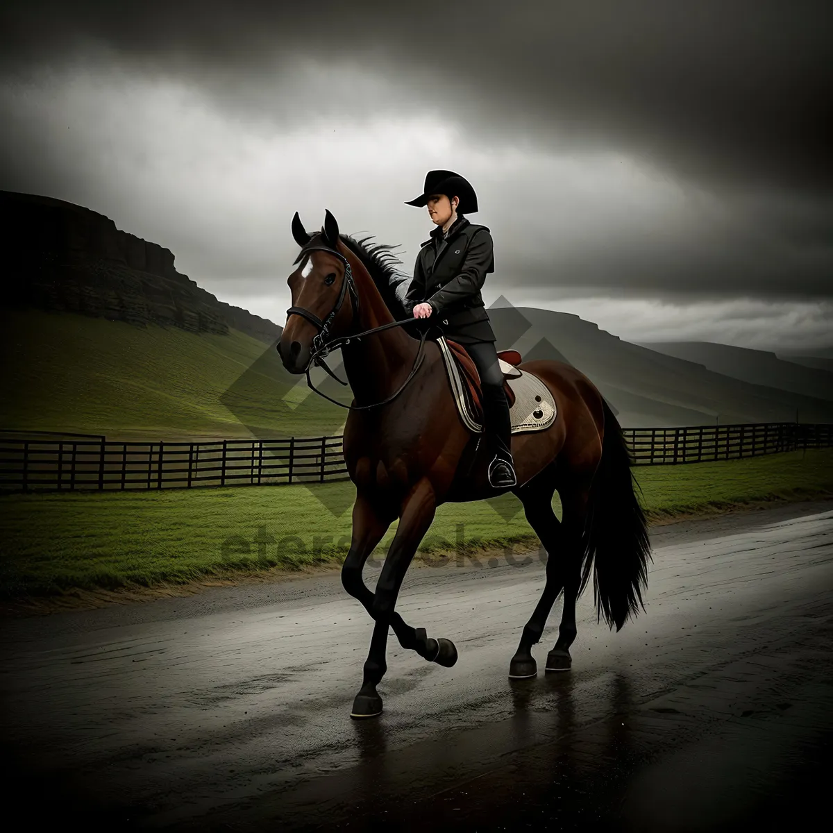 Picture of Speeding Stallion in Equestrian Competition