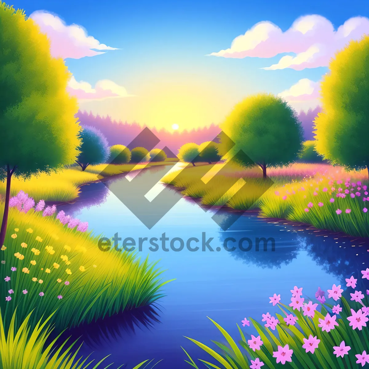 Picture of Vibrant Summer Skies Over Rolling Countryside