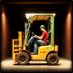 Yellow Wheel Loader in Industrial Construction Work