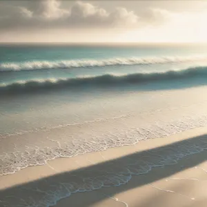 Sun-kissed shimmering horizon at tropical beach paradise