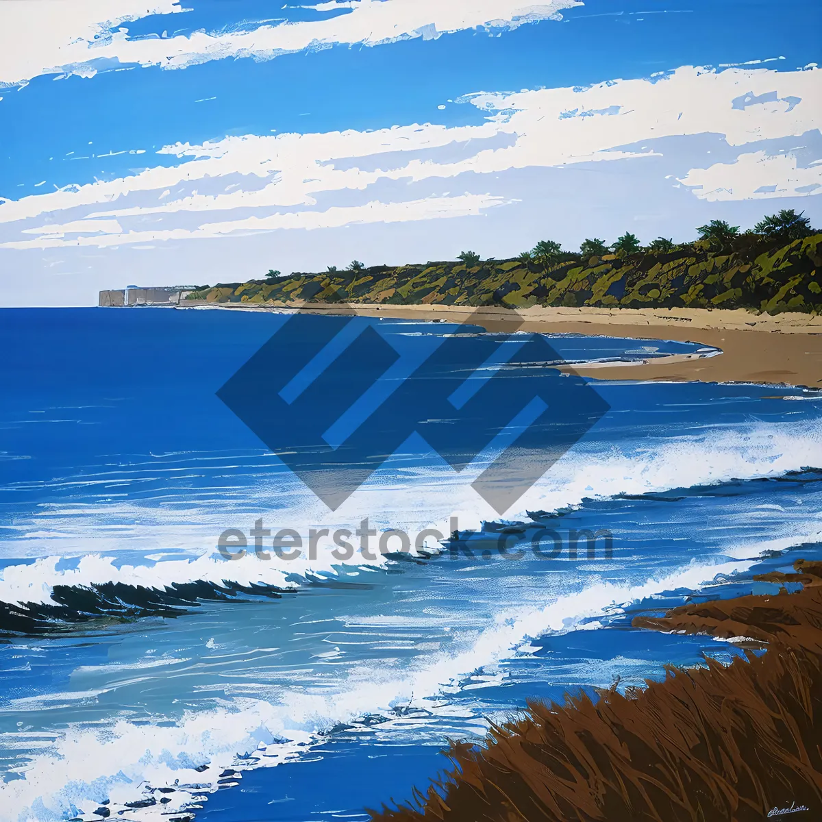 Picture of Tropical beach paradise with sunny waves and blue sky