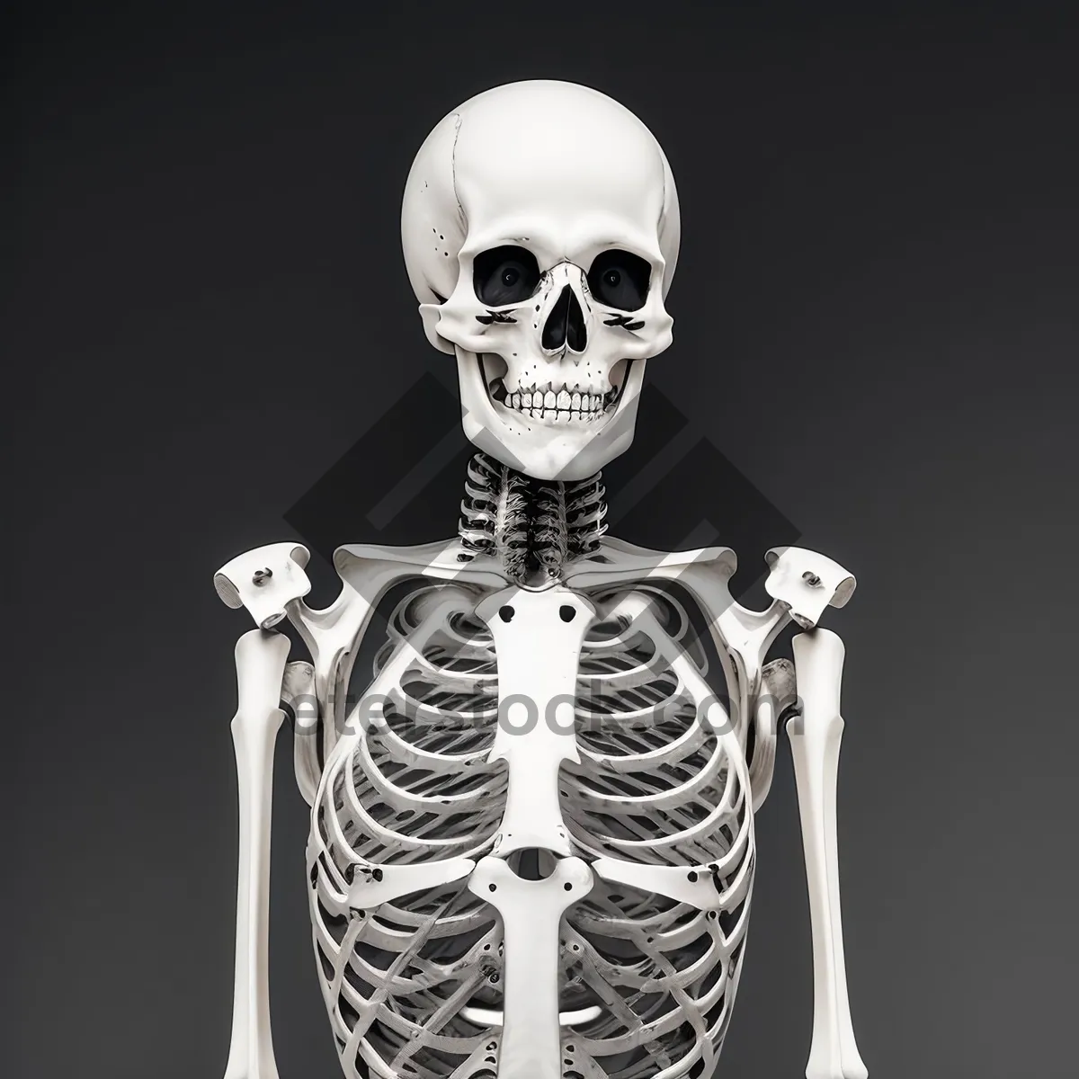 Picture of Male skeleton bust sculpture - spooky and frightening anatomy.