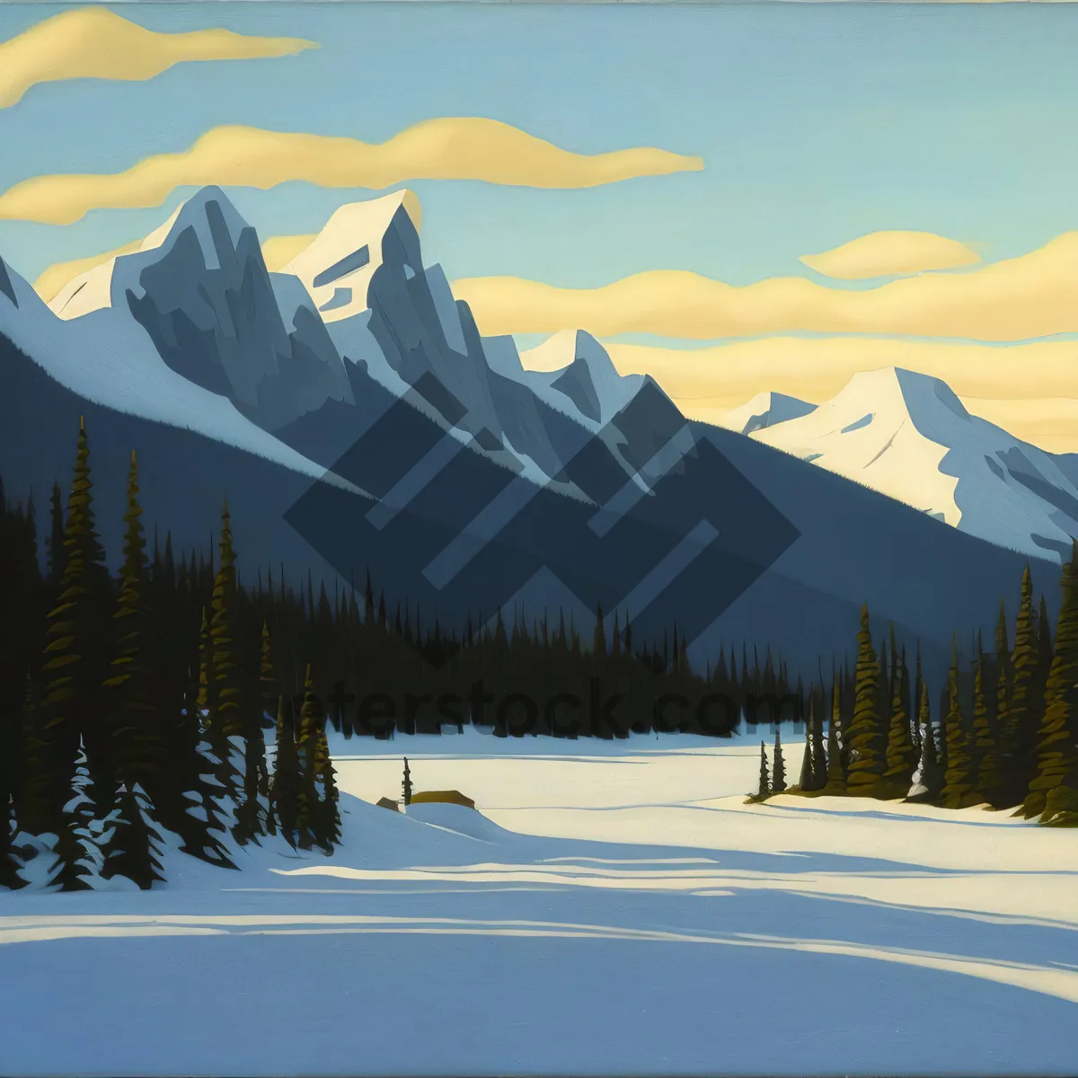 Picture of Snowy Alpine Ski Slope amidst Majestic Mountains