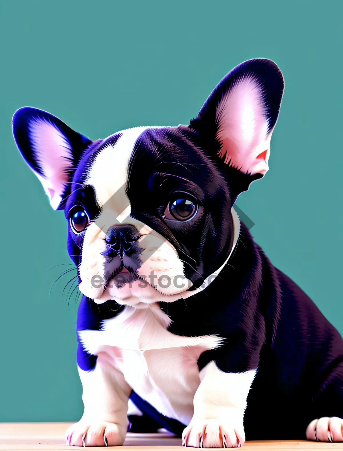 Picture of Adorable Wrinkle-faced Bulldog Puppy - Studio Portrait