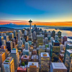 Downtown Twilight: Captivating City Skyline with Iconic Landmarks