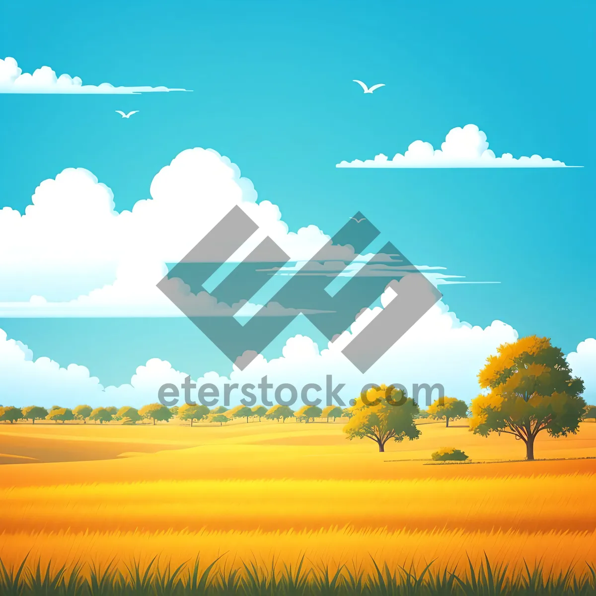 Picture of Vibrant Skies Over Lush Meadow Landscape