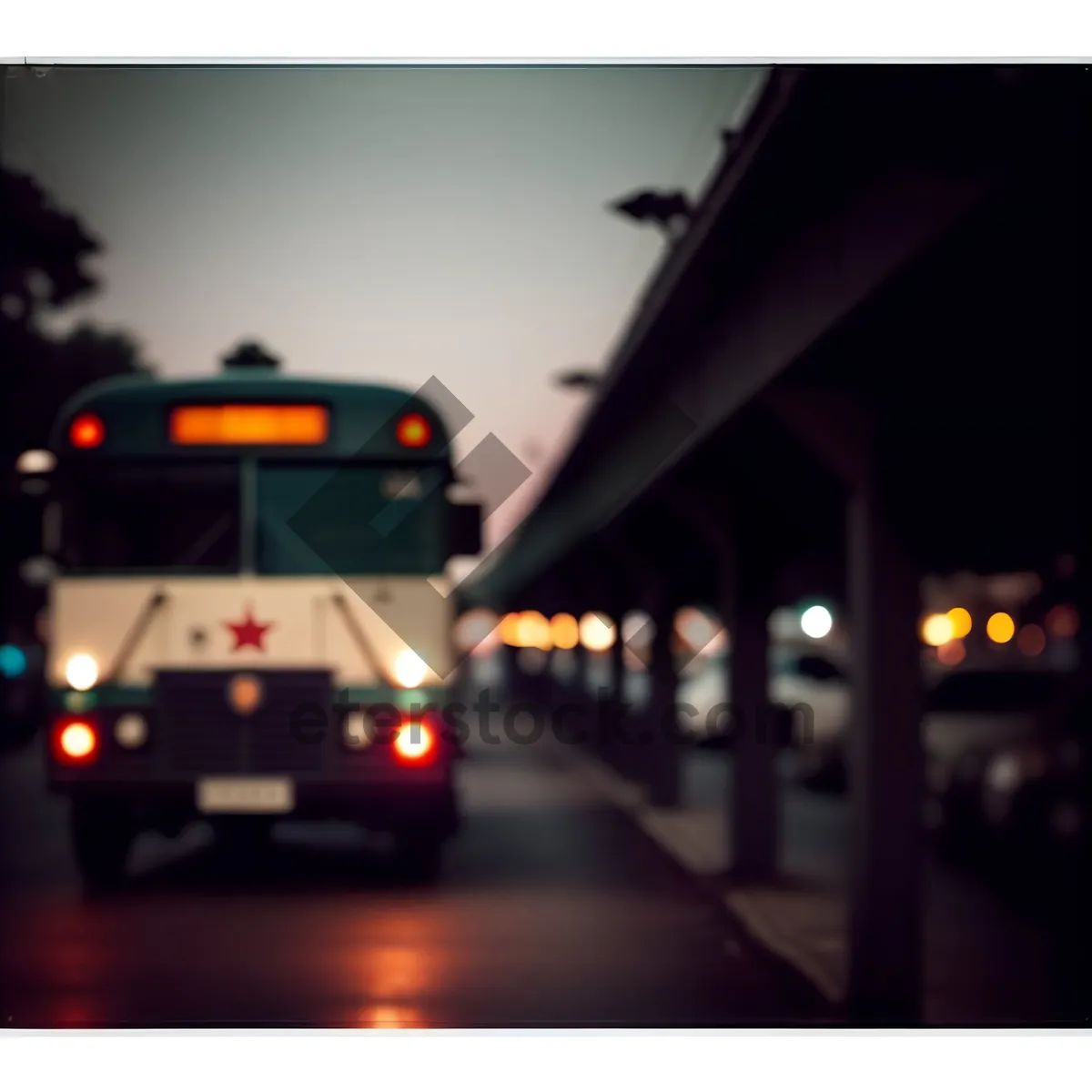 Picture of Nighttime Urban Road with Ambulance and Traffic