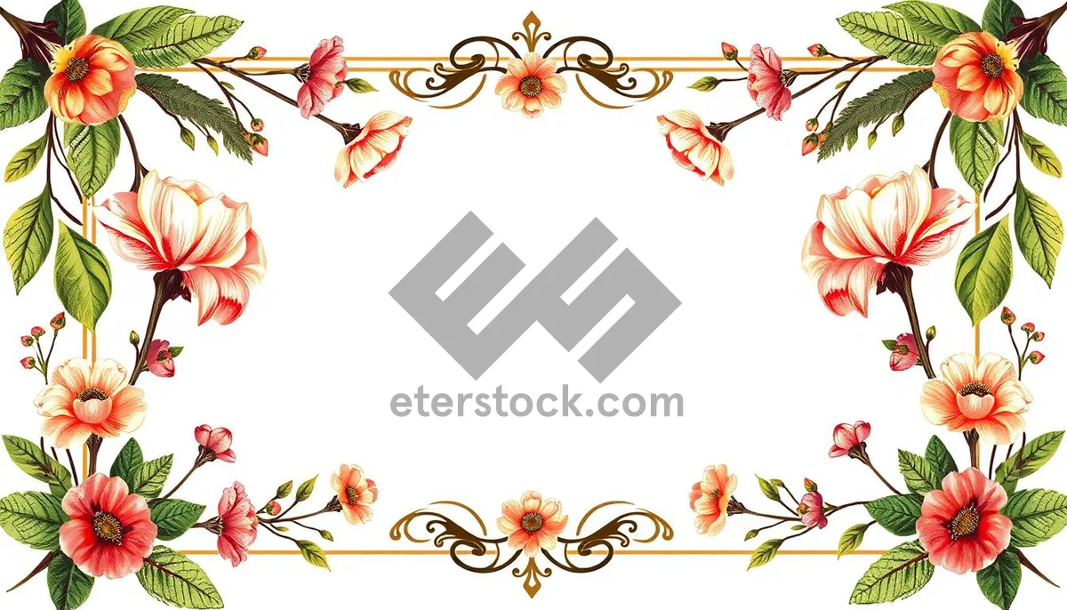 Picture of Ornate floral silhouette frame with retro design