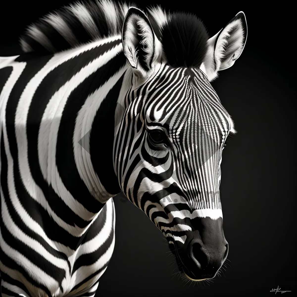 Picture of Striped Equine Grazing on African Safari Grassland