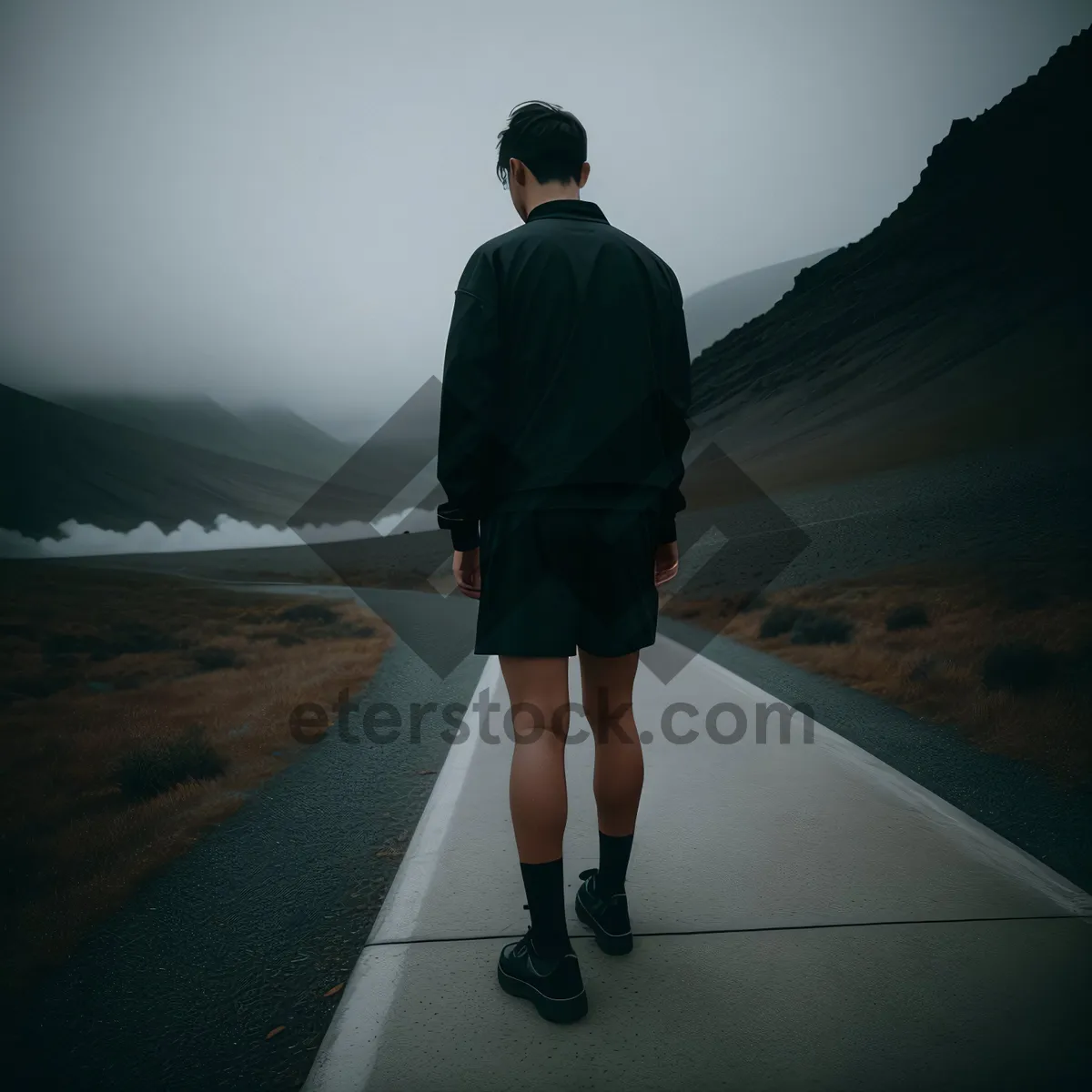 Picture of Beach Runner in Trench Coat, Soaring by the Sea