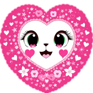 Floral Love: Pink Cartoon Heart Design