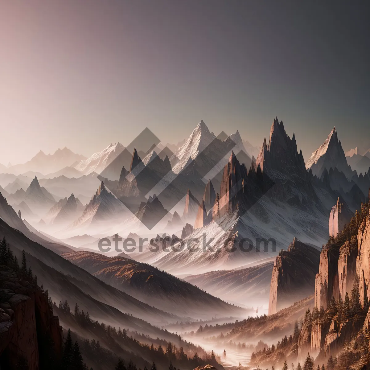 Picture of Mesmerizing Mountain Valley Landscape With Scenic Rocks