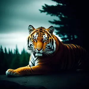 Fierce Striped Predator in the Wild: Tiger Cat