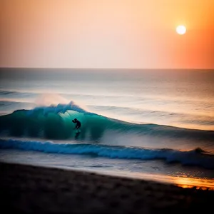 Waves at Dusk: Serene Tropical Sunset Reflection