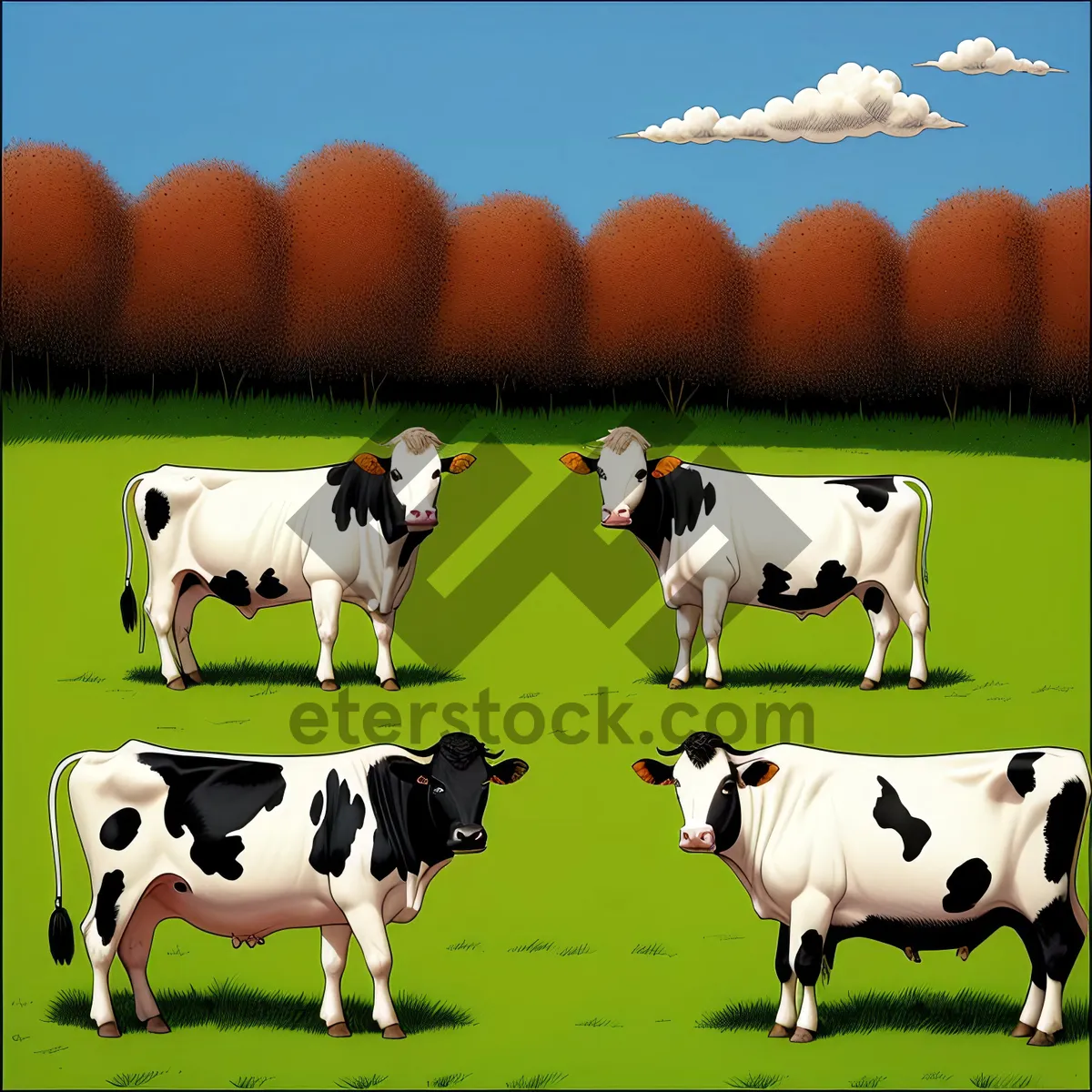 Picture of Serene Summer Countryside with Grazing Cows