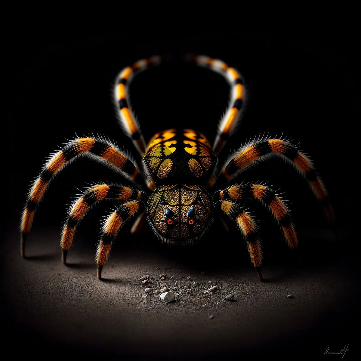 Picture of Black and Gold Garden Spider - Majestic Arachnid in a Web