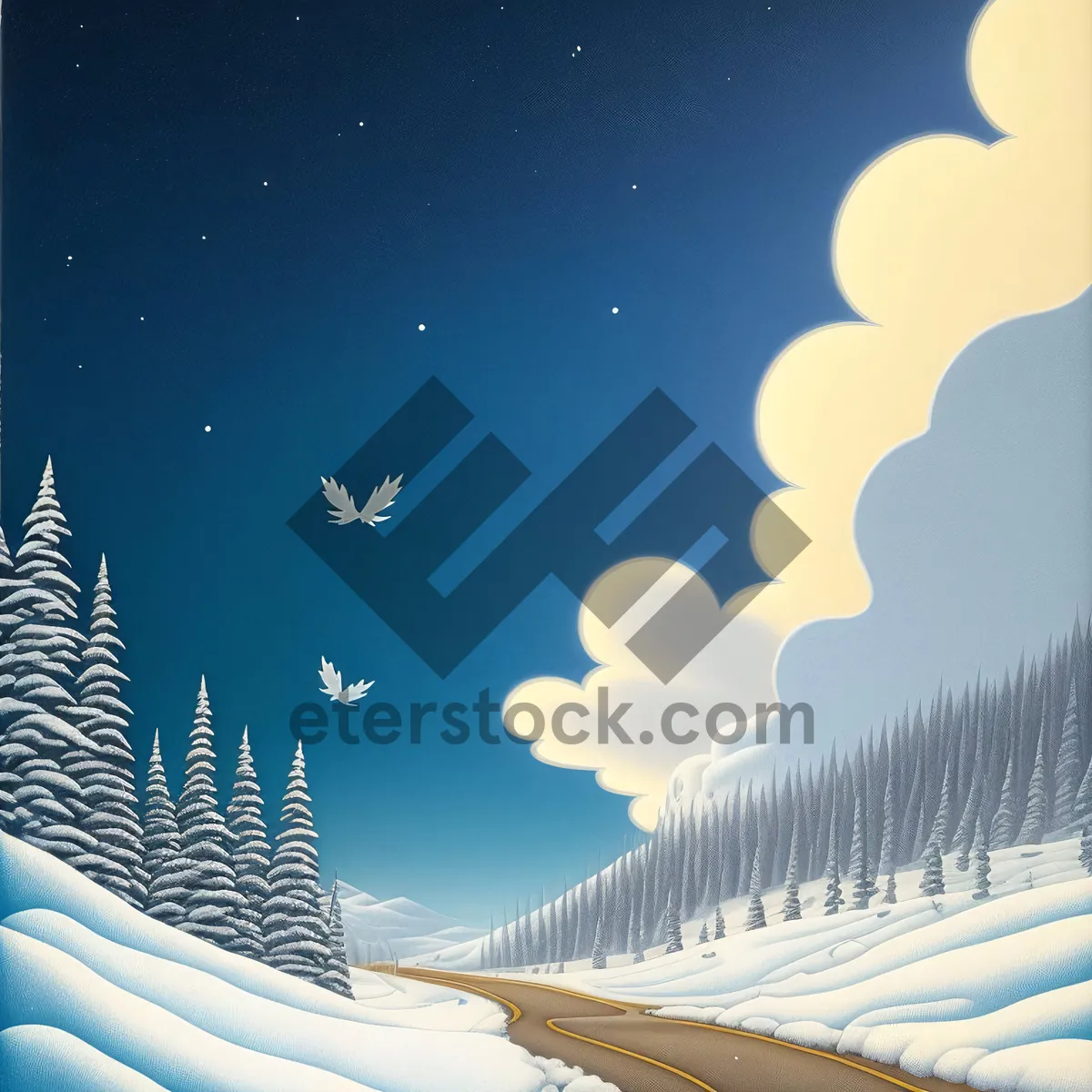 Picture of Winter Wonderland: Festive Fir Tree with Snowflake Decorations