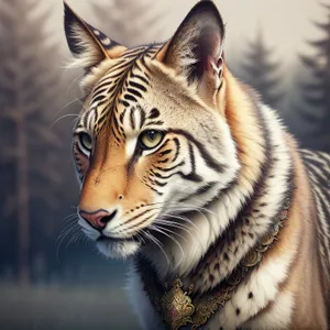 Striped Feline Predator: Tiger Cat in the Wild