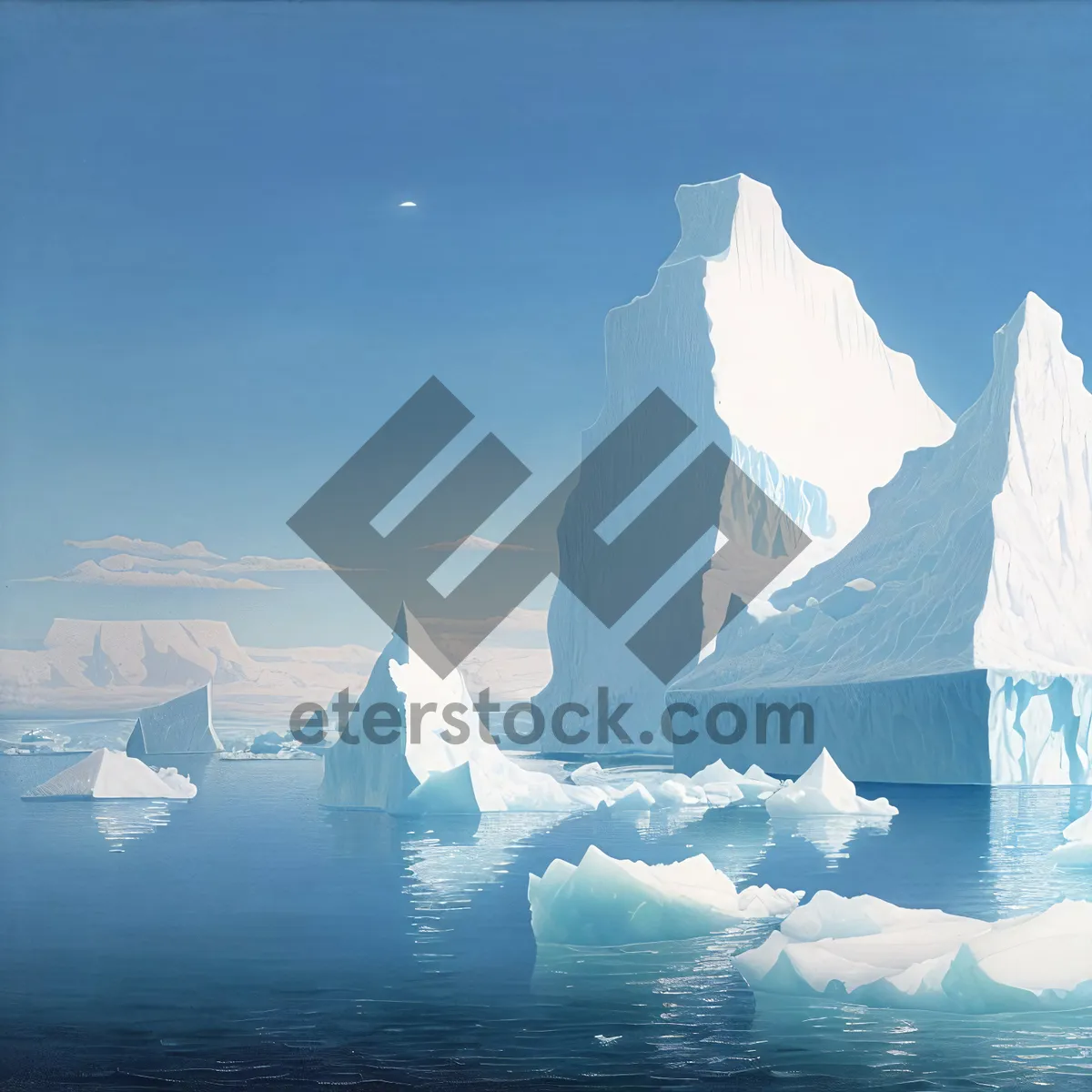 Picture of Winter Wonderland: Majestic Iceberg in Snow-Covered Mountain Landscape