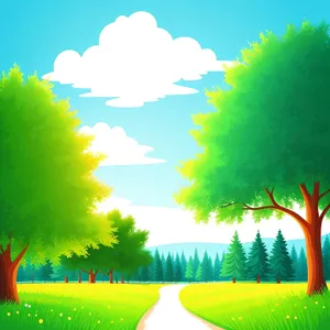 Sunlit Meadow: Colorful Spring Landscape with Oak Tree