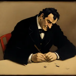 Professional businessman working on laptop in office