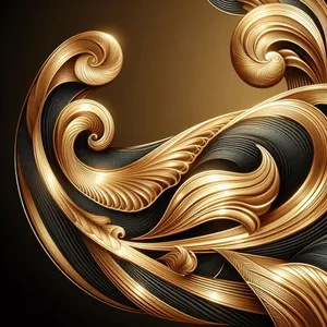 Fractal digital design with bronze motion and light