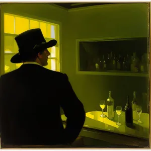 Silhouette of a Male Bartender Serving People