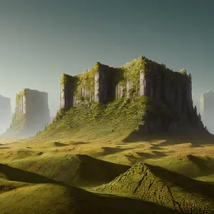 Majestic Mountain Fortress: Ancient Stone Ruins Overlooking the Sky