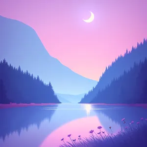 Serene Sunset over Reflective Lake