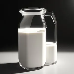 Refreshing Dairy Beverage in Transparent Glass Bottle